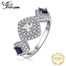 JewelryPalace красивый квадратный создан сапфир 3 Камни кольцо 925 пробы серебро свадебные украшения юбилей подарки