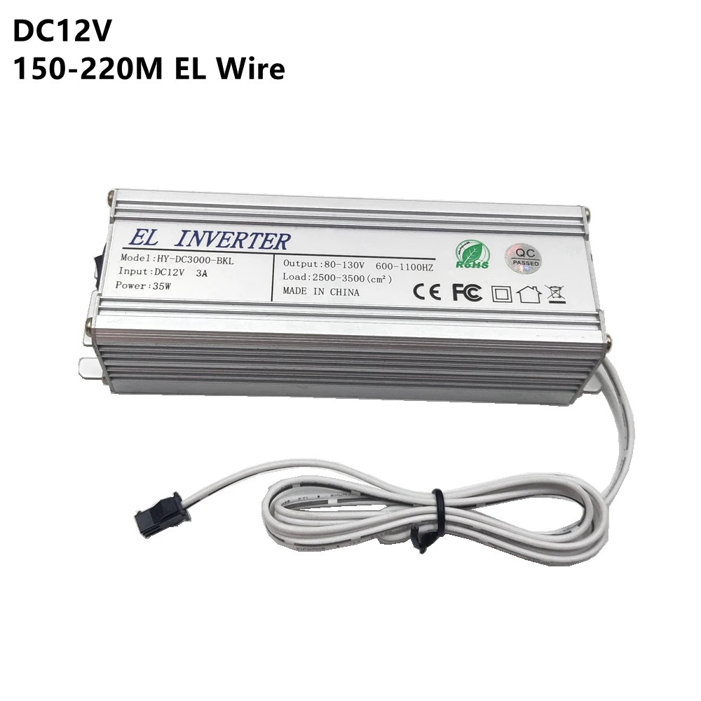 

DC12V Power Supply Adapter Driver Controller Inverter For 150-220M El Wire Electroluminescent Light