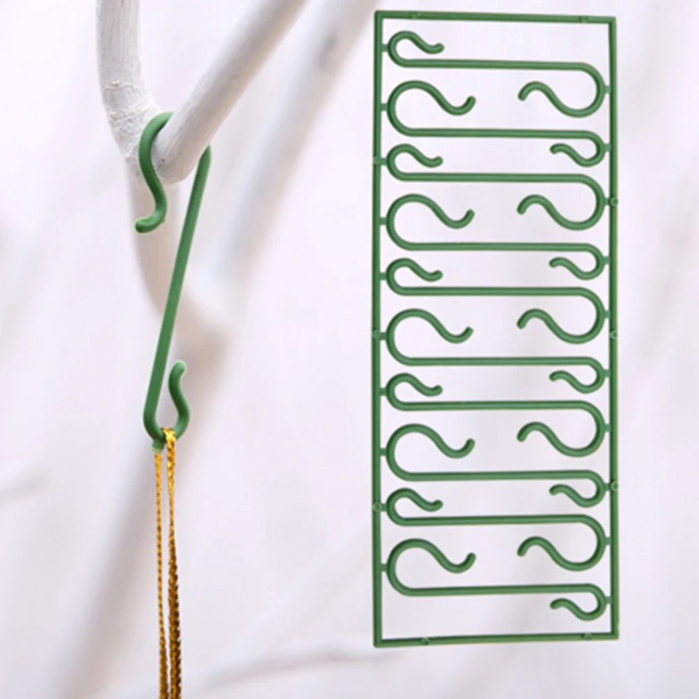 10 Sheets/100pcs Hanging Christmas Tree Hooks DIY Xmas Tree Pendant Home Ornaments Decor Christmas Supplies - Цвет: Зеленый