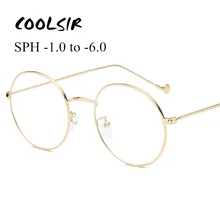 Круглые Солнцезащитные очки Для женщин Цвета: черный, золотистый, серебристый очки кадр очки рамки женские Винтаж близорукость очки-1,0-1,5-2,0-2,5-3,0-6,0