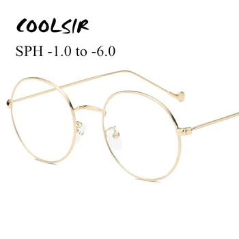 

Round Glasses Women Black Gold Silver Frame Myopia Glasses Frames Ladies Vintage Myopia Glasses -1.0 -1.5 -2.0 -2.5 -3.0 To -6.0