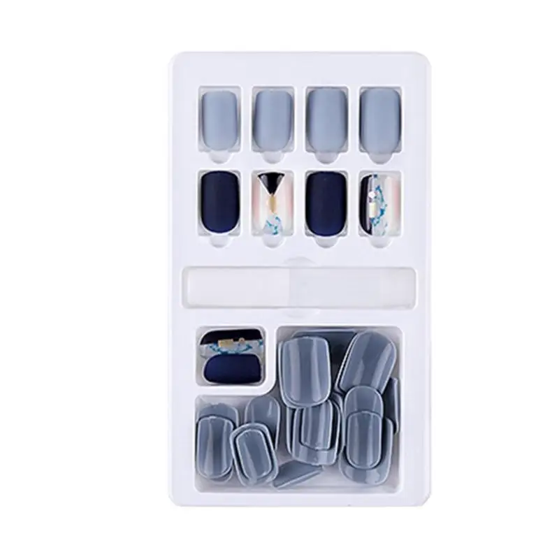 30pcs Fake Nail Full Cover Manicure Patch Fashion Back Glue Sticker Removable Reusable Makeup Tools Solid Color Nail Patch - Цвет: E