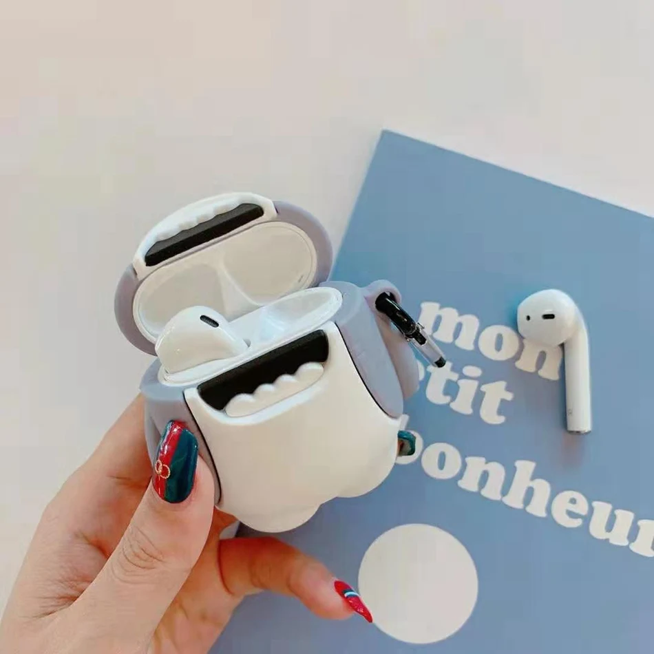 Для AirPods чехол 3D милый мультфильм рот чехол с акулой для Airpods 2/i10/i11 TWS Защитная крышка с крючок карабина