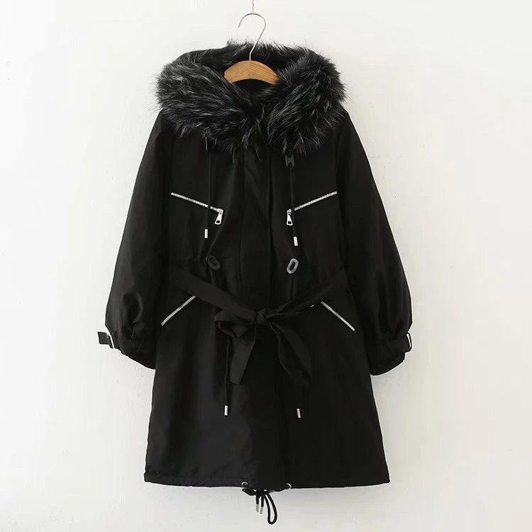 Большие размеры, XL-3XL, женские длинные пальто, толстая зимняя верхняя одежда, повседневные куртки, парки, зимняя куртка, Женское пальто, женские зимние парки - Цвет: Черный