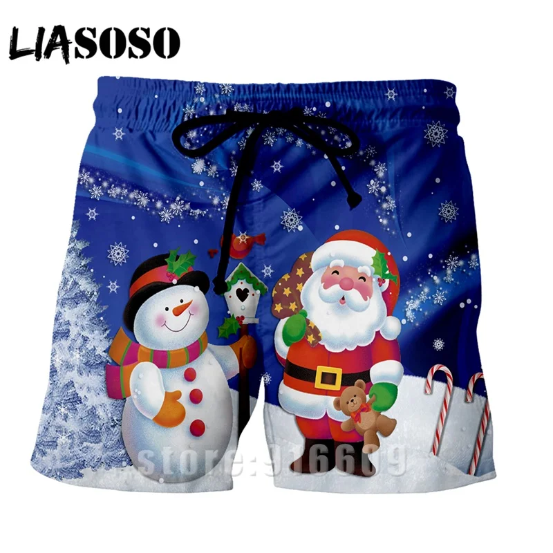 Модные панк повседневные аниме для мужчин, женщин и детей забавные Рождественские сексуальные спортивные шорты Харадзюку для отдыха, пляжа, Санта Клауса