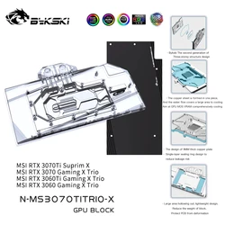 Bykski – bloc de refroidissement à eau GPU, pour MSI RTX 3060 3070 Ti suprême Gaming X Trio VGA, 5V RBW /12V RGB,N MS3070TITRIO X 