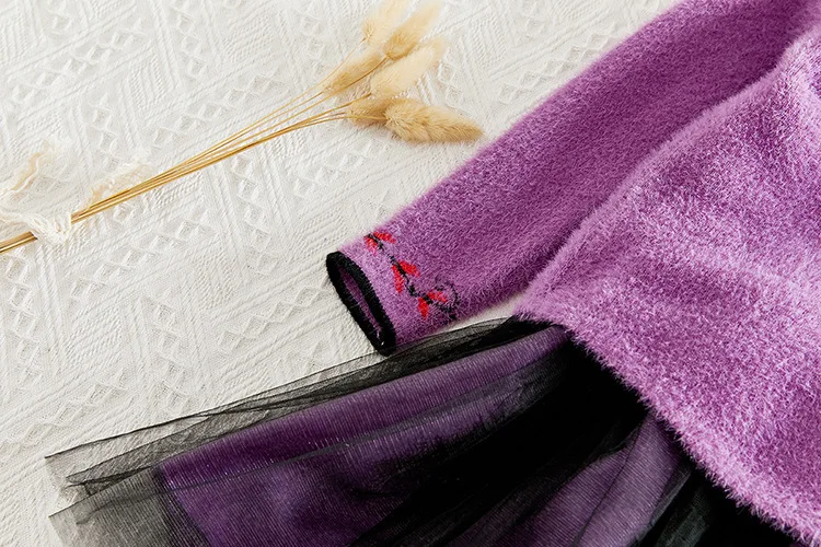 Китайский Hanfu платье-свитер для девочек в этническом стиле с вышивкой; Одежда для маленьких принцесс, детская одежда на осень и весну Детские платья для девочек