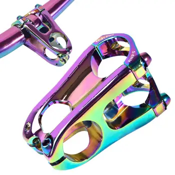 

0 Degrees 31.8mm Bicycle Handlebar Stem Aluminum Alloy CNC Ultralight Hollow Rainbow MTB Mountain Road Folding Bike accessories