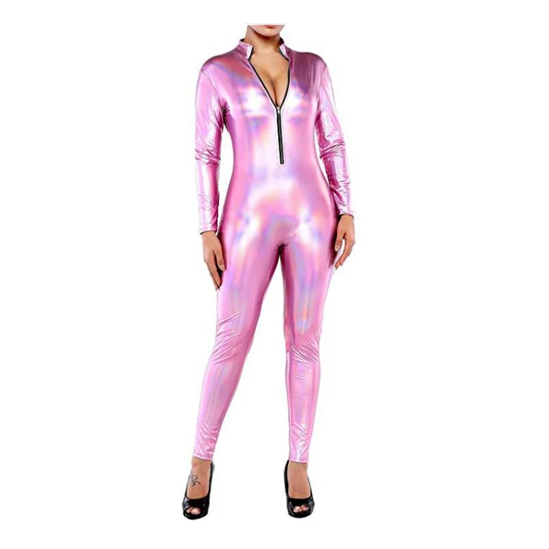 Insistline Hautenger Datex Overall Catsuit Langarm Mit Reißverschluss