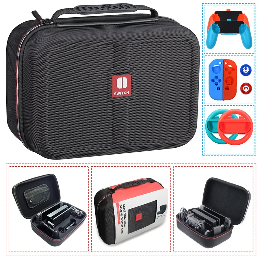 

For Nintendo Switch NS Accessories Console Carrying Storage Bag Hard Case Joystick Handle Grips Silicone Case