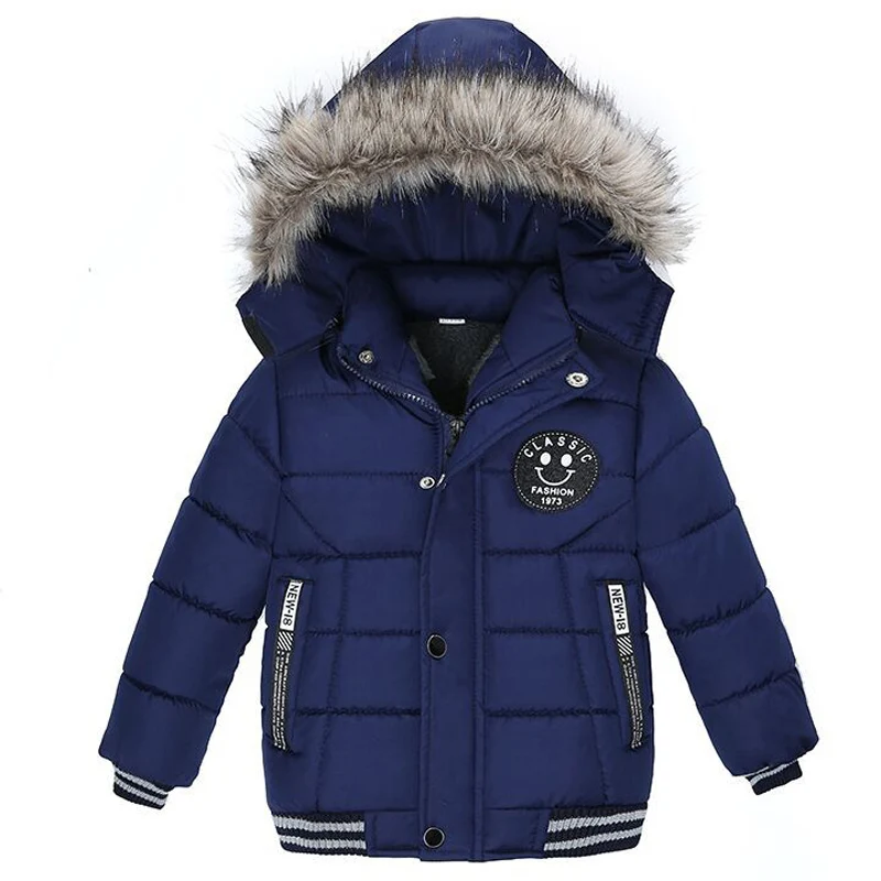 Blue Пальто для мальчиков новая зимняя одежда для маленьких мальчиков куртки с длинными рукавами для мальчиков, пуховая куртка хлопковая детская верхняя одежда детская одежда пальто для мальчиков - Цвет: Blue