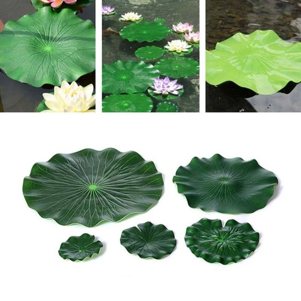 Simulation Lotus Leaf Green Plant Water Floating Fish Tank Pool Landscape Decor 