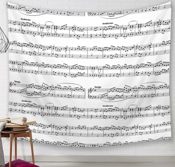 

New Style Music Notes Elephant Printed Tapestry Living Room Bedroom Decorative Painting Fabric Home bi gua hua