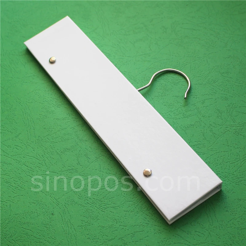 Swatch Header Hanger With Rivets, fabric samples binding holder textile leather material collecting stack book card display hook 5
