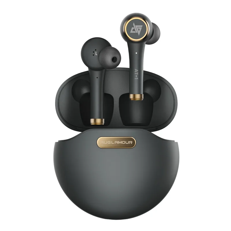 Черный Auglamour AT-1 Bluetooth 5,0 TWS наушники беспроводные наушники fone de ouvido Smart Touch гарнитура шумоподавление наушники - Цвет: Черный