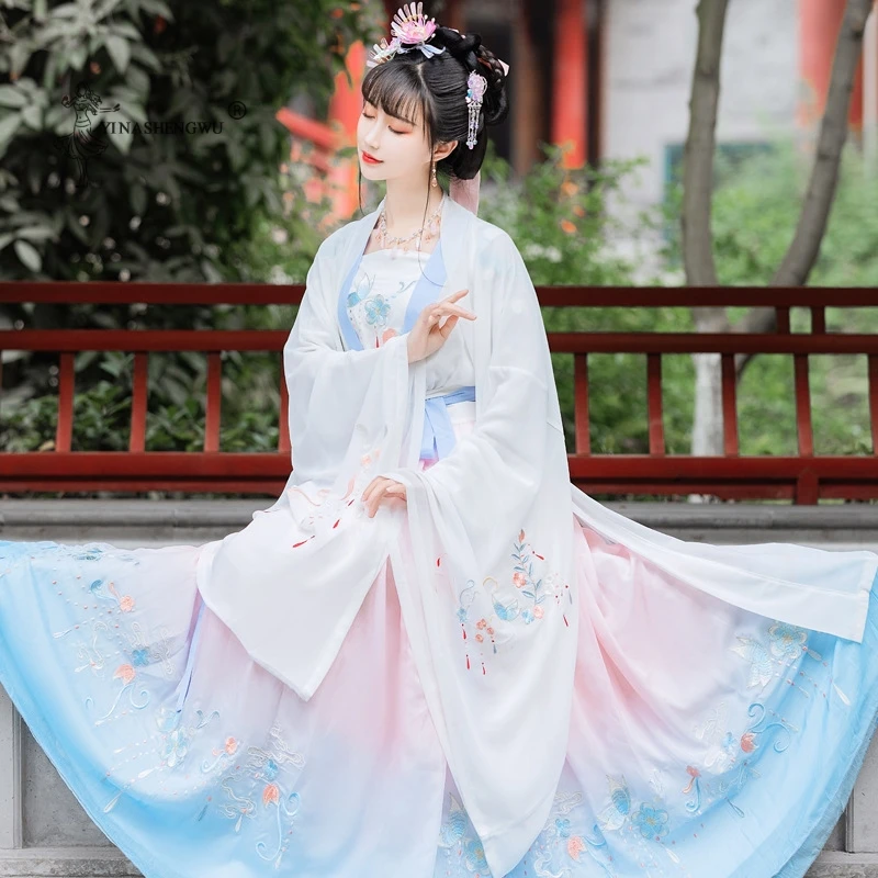 

Chinese Traditional Women's Clothing Hanfu Chinese Style Ancient Costume Folk Stage Performance Costume Retro Singer Princess