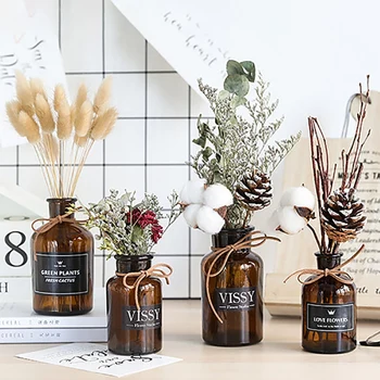 

Brown Dried Flower Vase Photo Props Shooting Wedding Flower Decor Bouquet-brown Dried Flower Home Decorations Vase. .