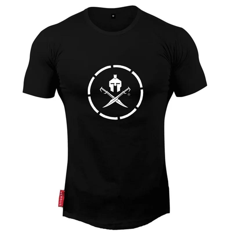 black Новая брендовая мужская футболка Летняя хлопковая футболка с короткими рукавами Повседневная футболка мужская Спортивная одежда Мужская модная футболка - Цвет: black