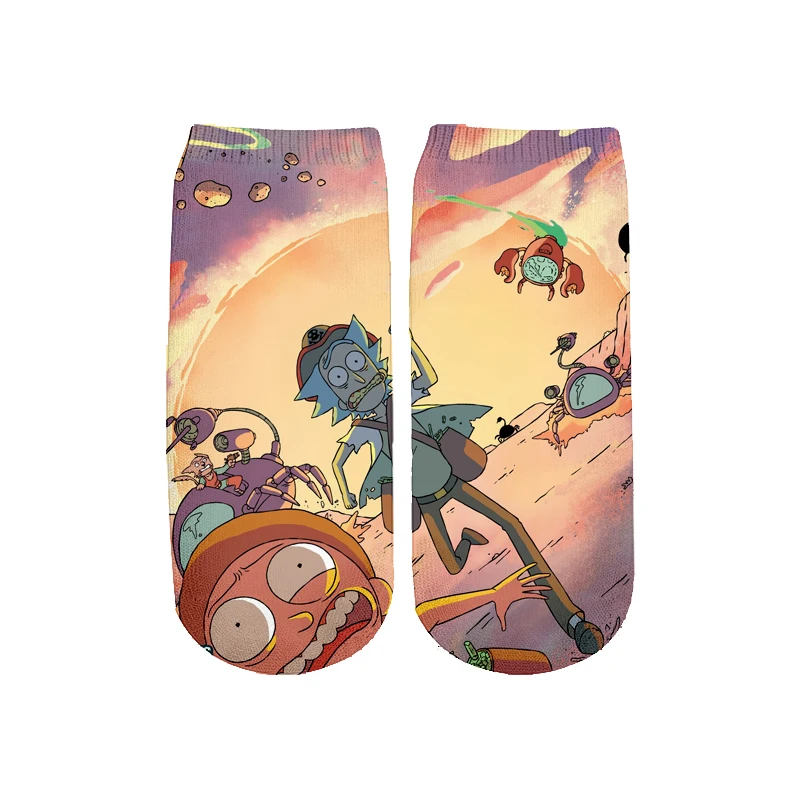 PLstar Cosmos/Новинка года; милые короткие носки с 3D принтом с героями мультфильмов Rick and Morty для мужчин и женщин; корейские носки в стиле Харадзюку; WZ = 2225 - Цвет: color as the picture