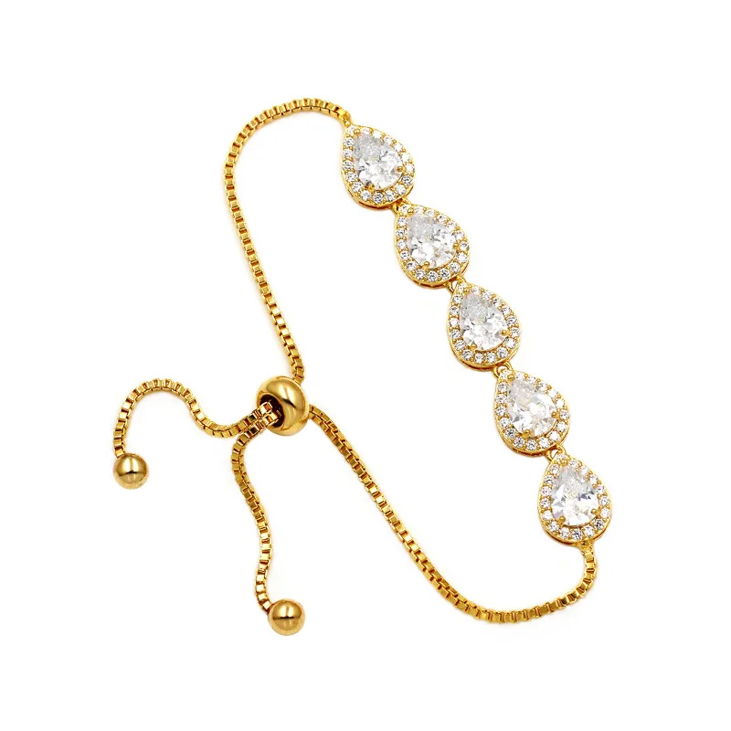 WEIMANJINGDIAN сверкающий ореол груша огранка кубического циркония CZ Кристалл Регулируемые браслеты для женщин или свадьбы свадебные ювелирные изделия