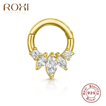 

ROXI Glossy Crystals Crown Hoop Earrings for Women Girls 925 Sterling Silver Wedding Earrings Cartilage Pendientes Fine Jewelry