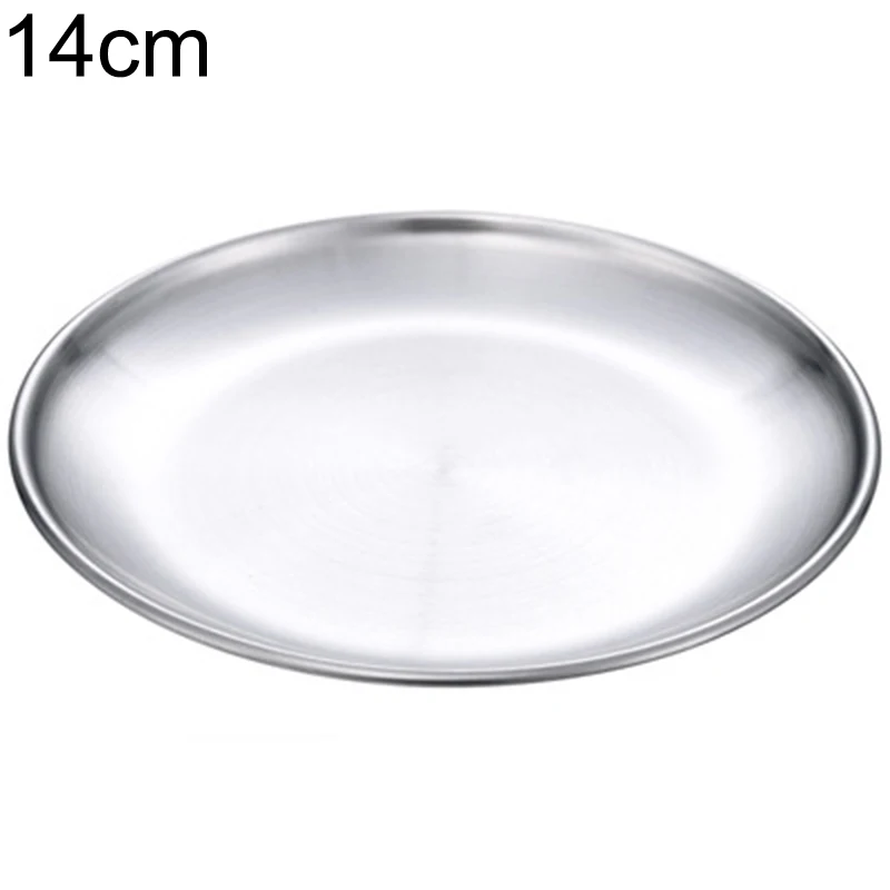 Stainless Steel Round Plate Food Snack Dry Fruit Restaurant Tray Salad Dish Bowl