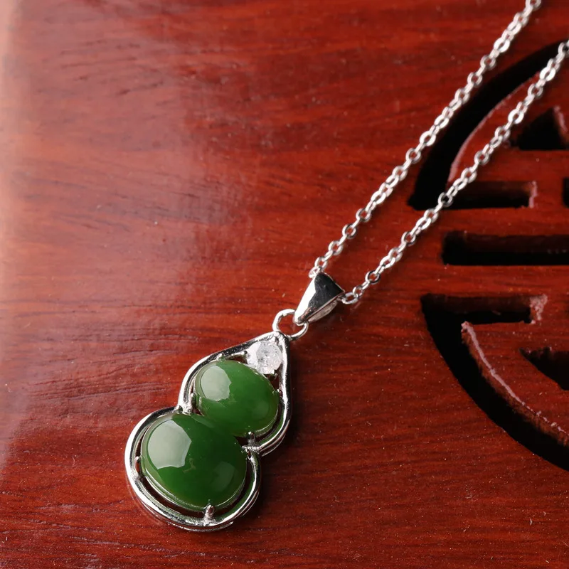 Подвеска с инкрустацией из стерлингового серебра 925 пробы кулоном hetian jade