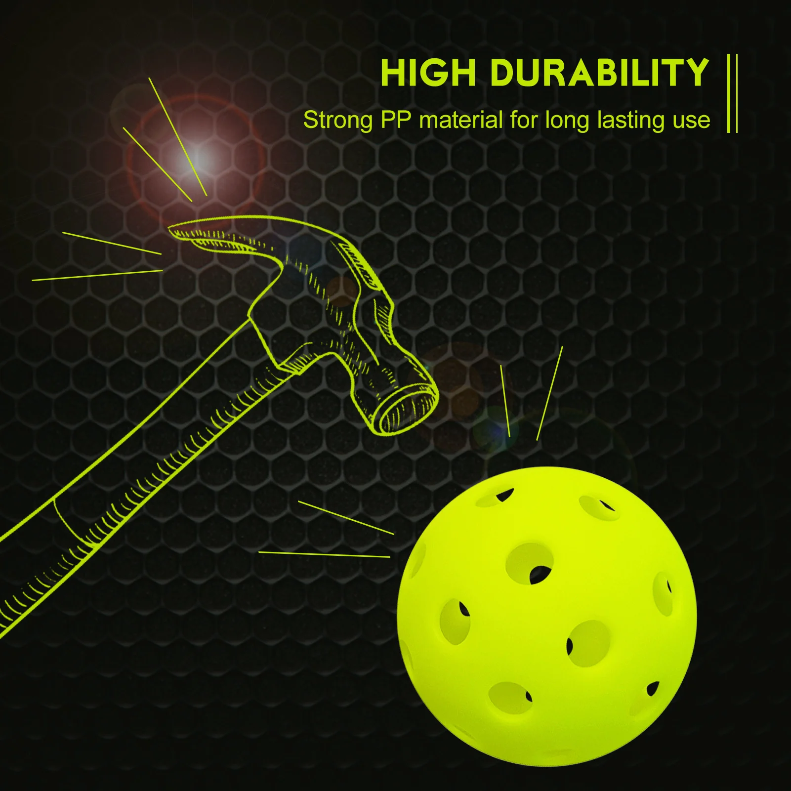 6/12pcs Pack Durable Outdoor Pickleball Balls 40 Holes Training Pickleball Accessories 74mm Standard Pickle Ball Balls