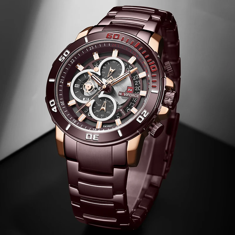 NAVIFORCE Men’s Watches Waterproof Steel Quartz Watch Men Military Chronograph Sport Wrist Watch Male Clock Relogio Masculino