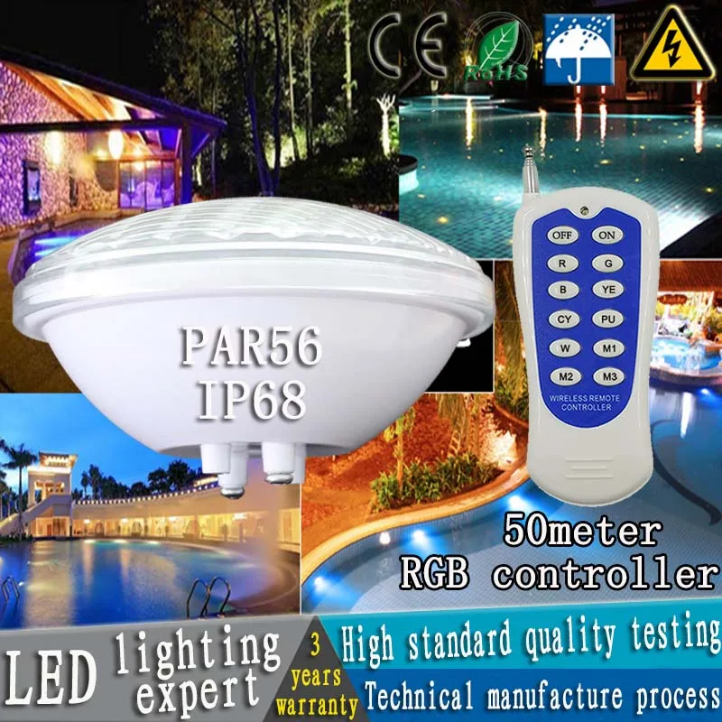 

Par56 Swimming Pool Light DC 12V 24V SpotLight 24W 36W Fountain Bulb IP68 Waterproof of Underwater Outdoor Light Warm Cold White