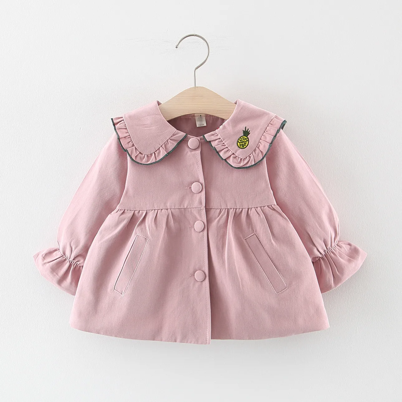 Special Offer Closeout 19 Years New Style Trench Coat Childrenswear Baby Girls Cartoon Trench Coat Pineapple 【xiu】 crafts hua li