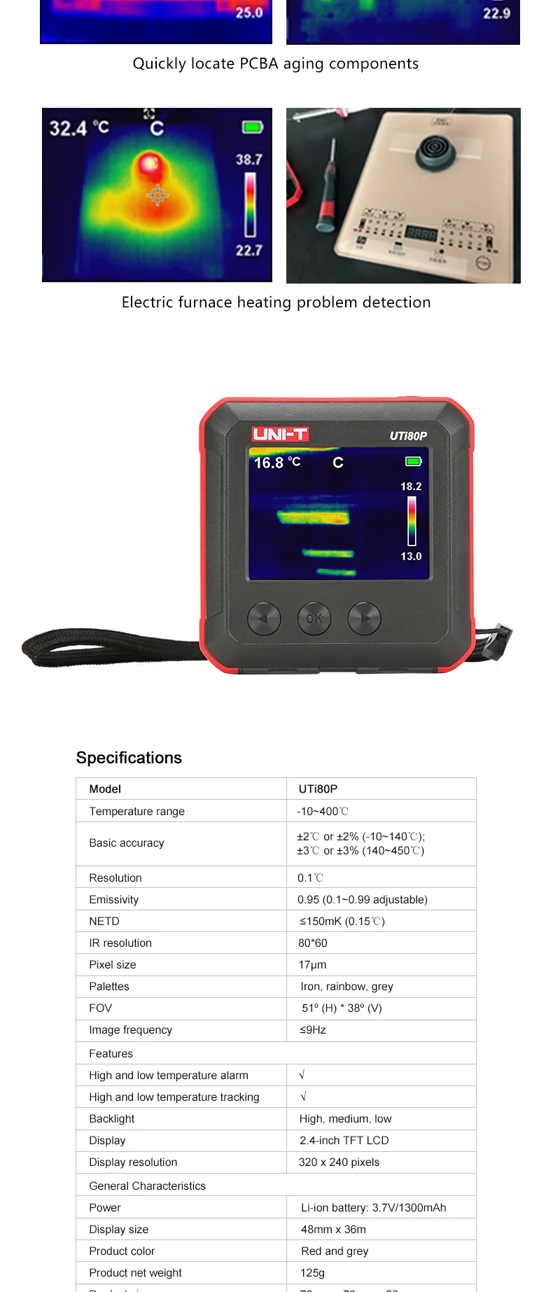 UNI-T UTi80P Мини Тепловизор Карманный Инфракрасный Тепловой Компактная Камера Изображения Промышленная Температура Обогрев Пола Обнаружения