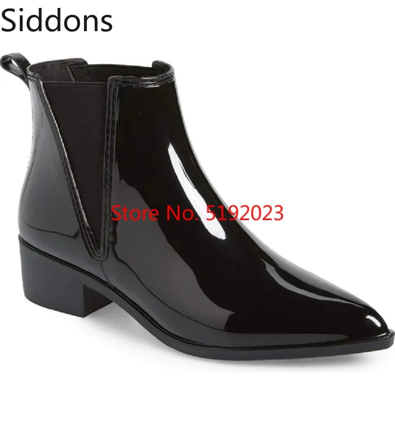 

Winter Fashion Mens Ankle Boots Polished Glossy Chelsea Boots Pointed Toe Slip on Luxury Men Boots Fashion Vintage D161
