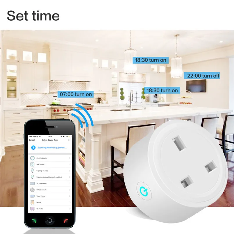 WiFi Smart Socket Remote Control Home Wireless Timer Switch Outlet UK Six Functions Cycle Delayed Intelligent Timing 40AUG2207