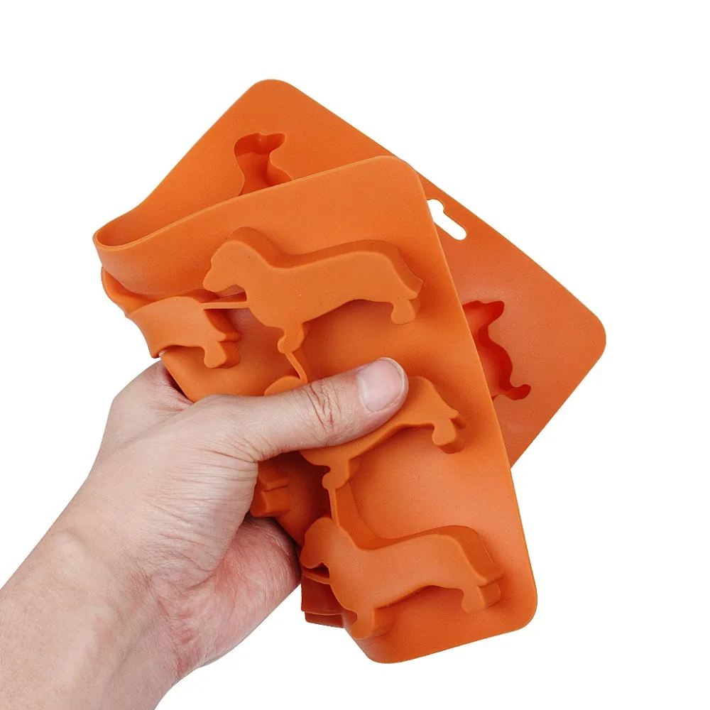 Silicone Ice Mold Tray,Orange Animal Modeling Ice Making Mold,9 Puppy Model Mold Equipped With A Dropper Gift (4)