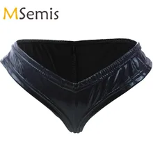 Женский купальник с эффектом мокрого вида, лакированная кожа, C-String, нижнее белье, сексуальные трусики для плавания, женский купальник