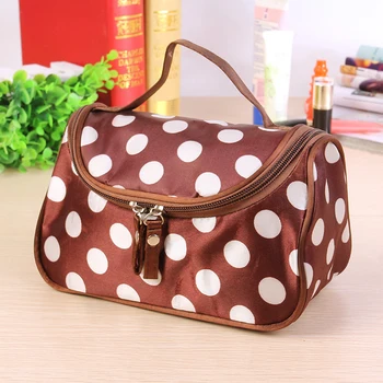 

Polka Dot Girls Women Durable Double Zipper Cosmetic Bag Portable Toiletry Fashion Make Up Travel Storage Waterproof Organizer