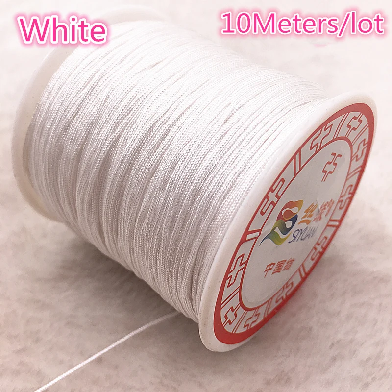 10 м/лот 0,8/1,0 мм нейлоновый шнур, китайский узел, шнур макраме, браслет, плетеная веревка, сделай сам, кисточки вышивка бисером, нить - Цвет: white