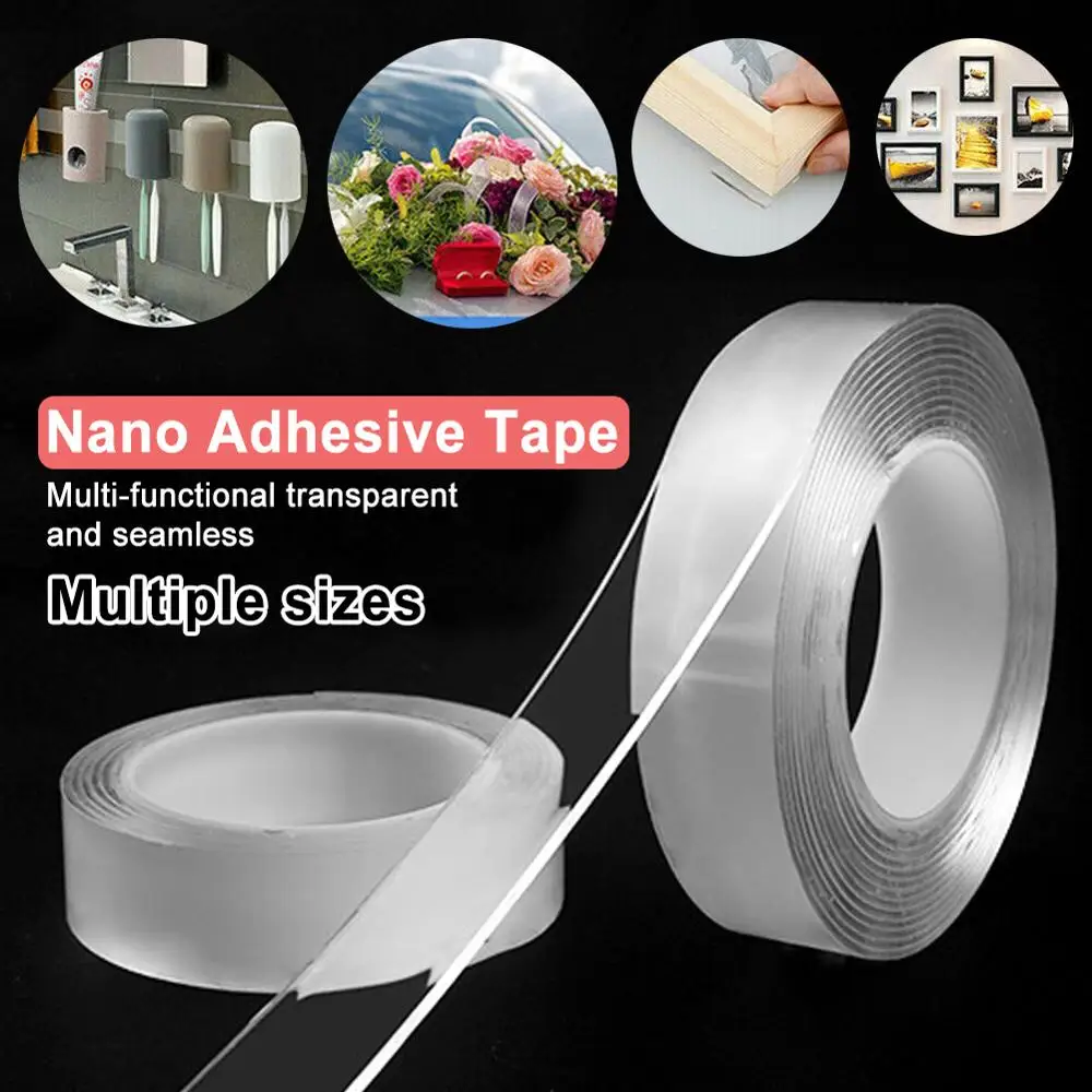 5m Nano Strong Double-Sided Traceless Washable Adhesive Gel 1/2/3//5cm 