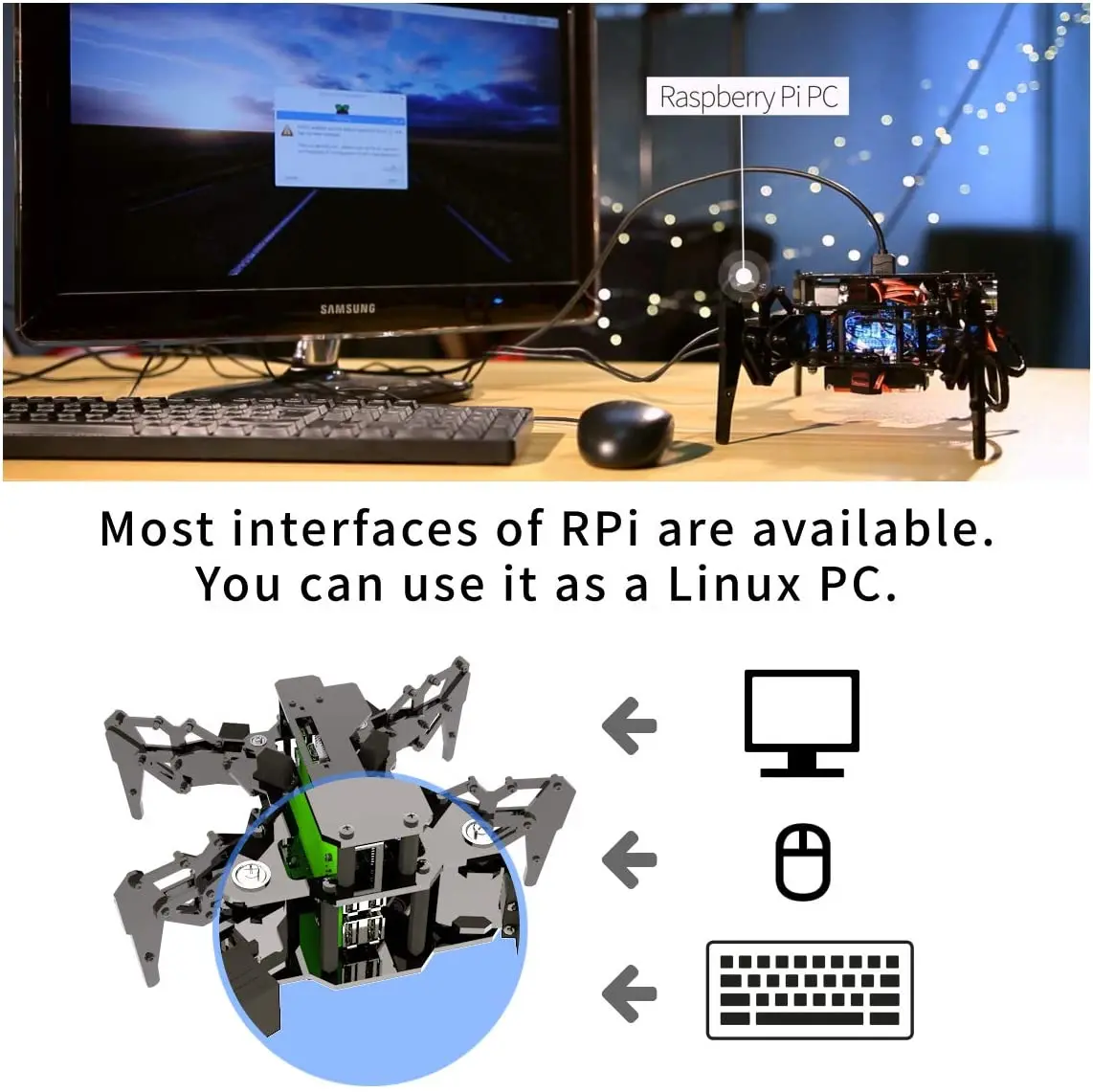 US $137.55 Quadruped Spider Crawling Robot OpenCV Selfstabilizing Based on MPU6050 Gyro Sensor Robot for Raspberry Pi 3 Model BB