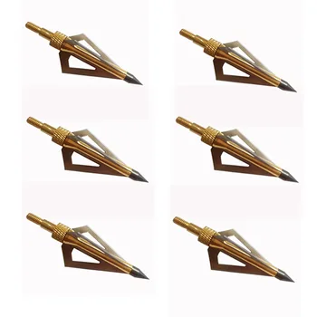

6pcs Hunting Archery Equipment Arrow Heads Tips Archery Broadhead 100 Grain Arrowheads for Compound Crossbow Random Color