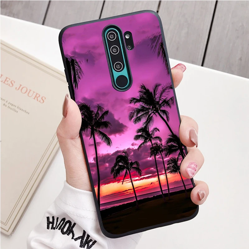 landscape black Silicone Phone Case For Redmi note 8 7 Pro S 8T for redmi 9 7A Cover xiaomi leather case charging