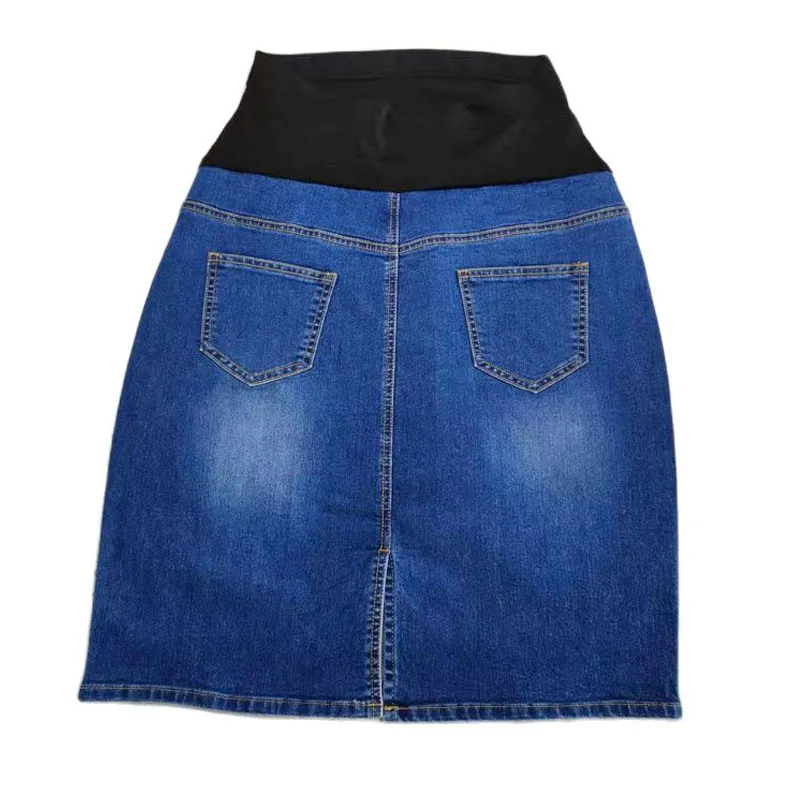 Emotion Moms Good Stretch Foldable Waist Band Pregnant Jean Women Maternity Denim Skirt High Waist Skirt Plus Size S to 4XL