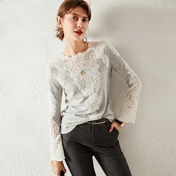 

100% Cashmere Pullover Women Casual Style Hollow Out Sweater Solid Long Sleeves 3 Colors Pullovers Knitwear Autumn New Fashion