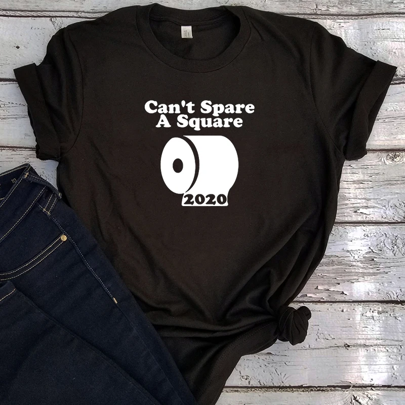 

Can't Spare a Square Tshirt Casual Letter O-Neck Korean 2020 Graphic Tees Women Plus Size Streetwear