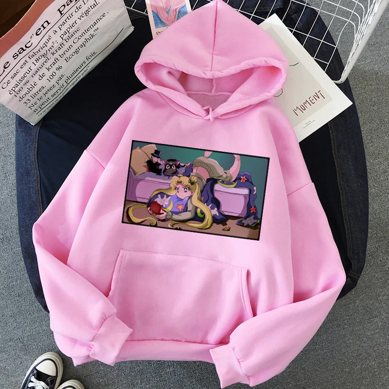 Сейлор Мун каваи аниме Harajuku Толстовка для женщин Ullzang милый кот мультфильм корейский стиль толстовка 90s Модный Графический Hoody женский - Цвет: H2284