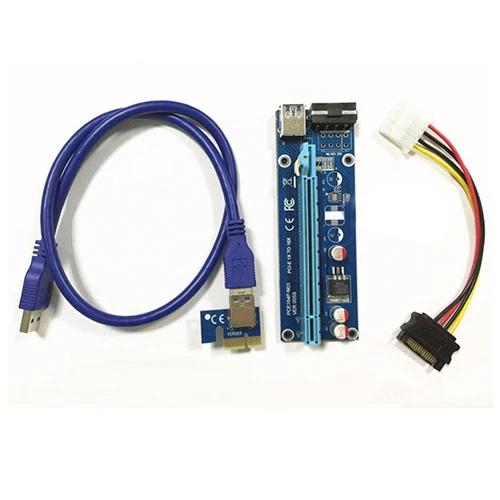 Mini PCI-E to PCI Express 1x to 16x Extender Riser video external graphics Card Adapter 6Pin Power Cable for Bitcoin BTC Mining