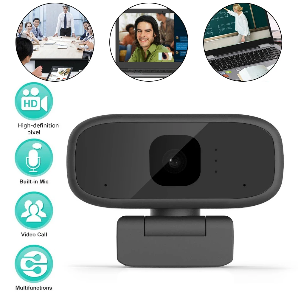 

1080P HD Webcam with Mic Rotatable PC Desktop Web Camera Cam Mini USB 2.0 Computer WebCamera Video Recording Work