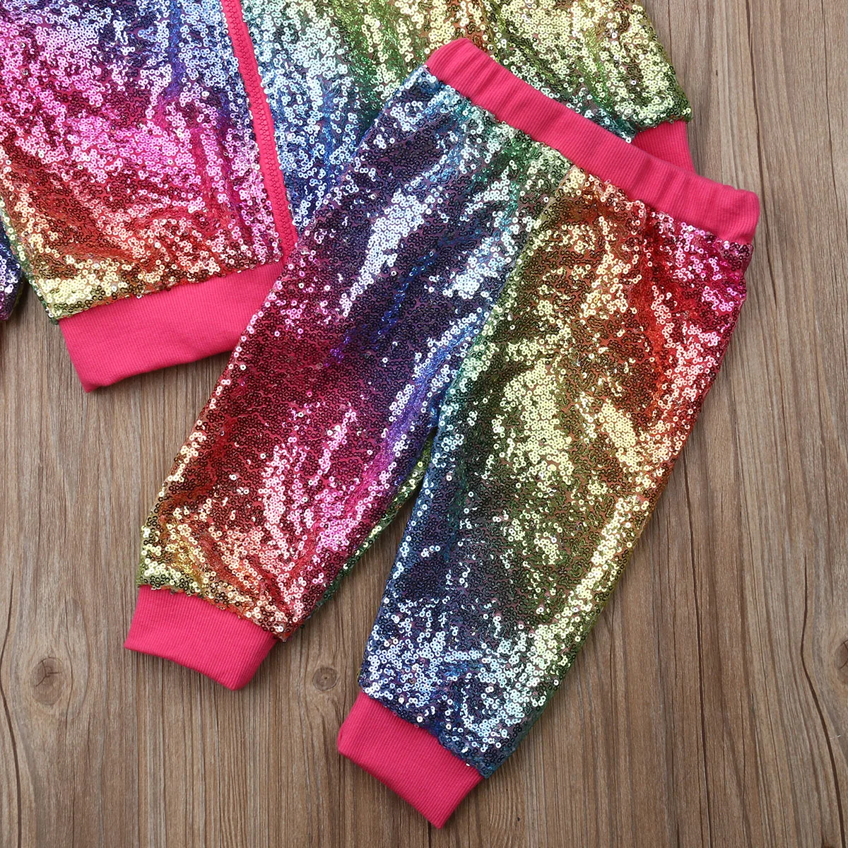 2pcs Autumn Baby Sportswear Outfits Newborn Kids Baby Girl Clothes Sequins Pullover Top Pants Clothes Set