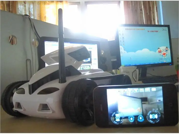 Rover Golden Light HAPPY Cow Webcam Image Transmission iPhone Remote Control Spy Car Tank 777-287 Free Cattle